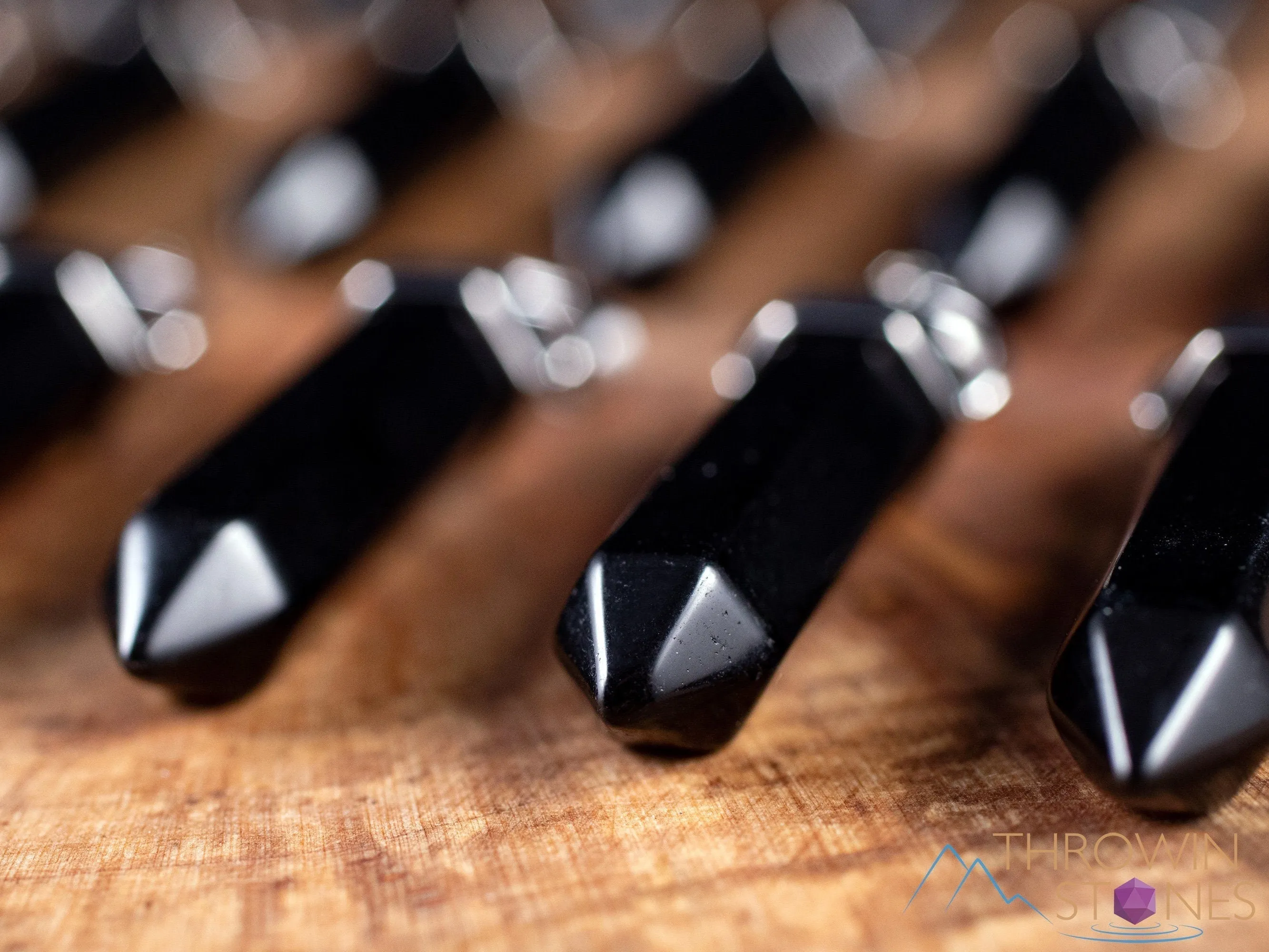 BLACK ONYX  Crystal Pendant - Crystal Points,  Handmade Jewelry, Healing Crystals and Stones, E1957