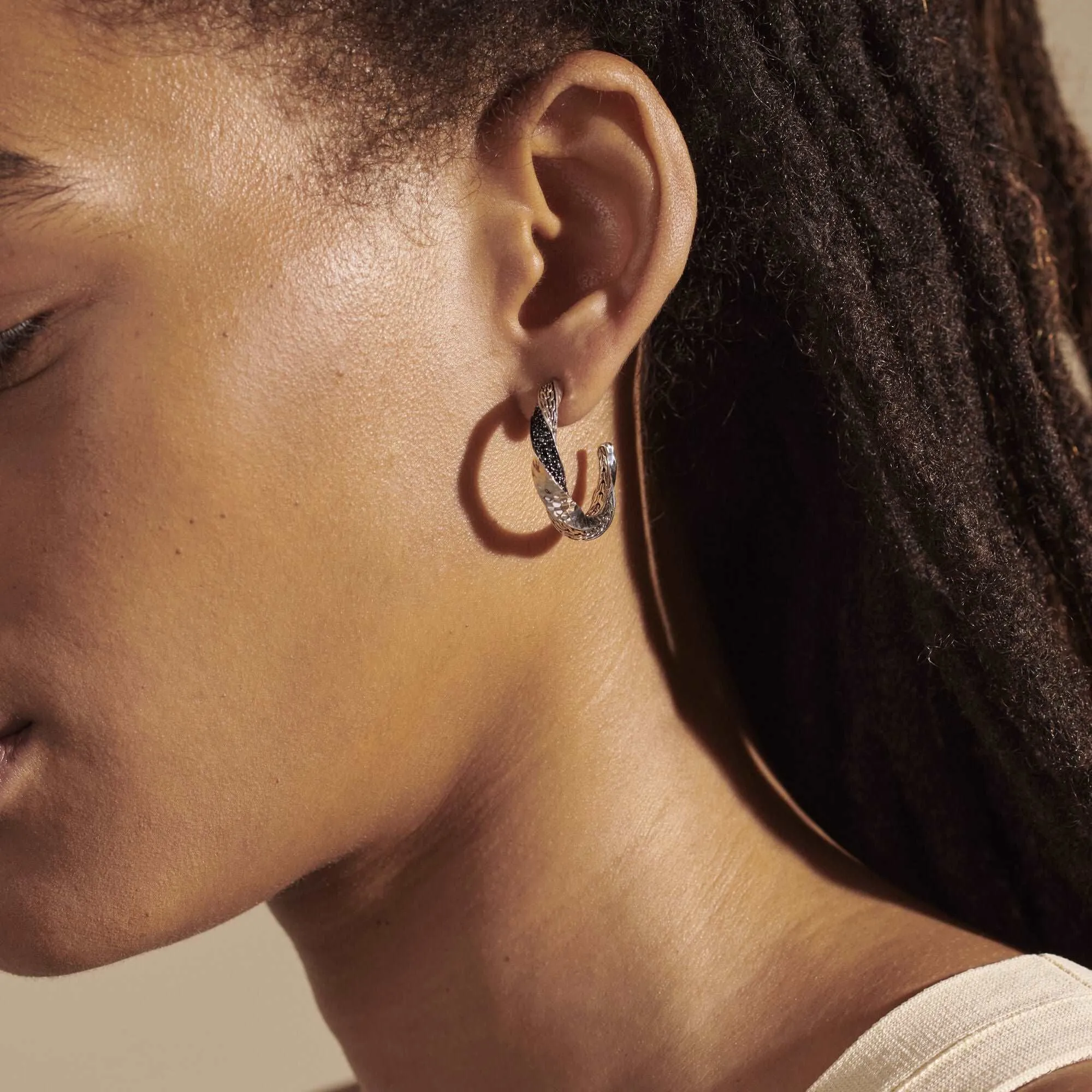 Black Sapphire Hoop Earrings