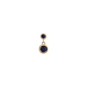 Blue Sapphire 2 Bezel Dangle Earring (Single) (ready to ship option)*