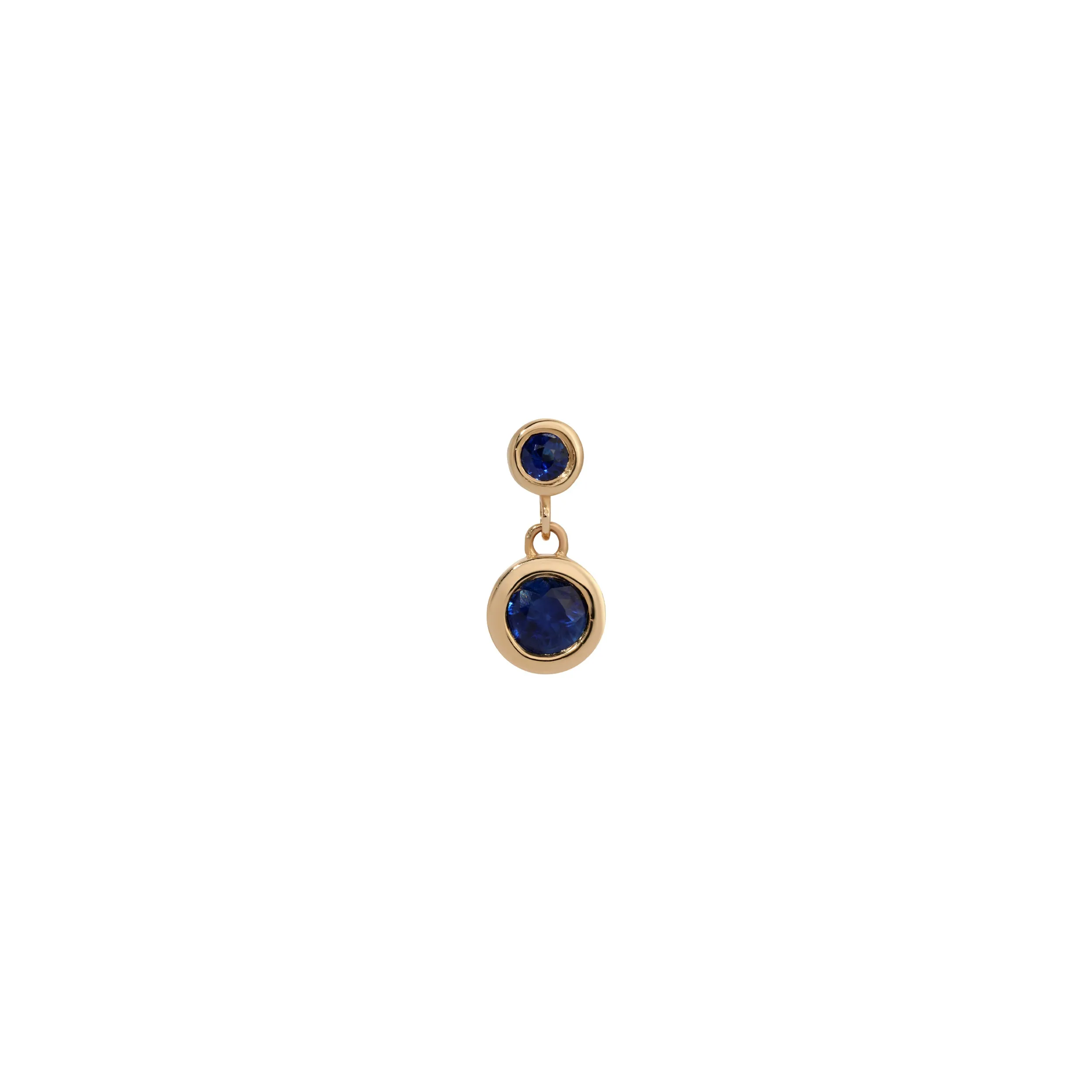 Blue Sapphire 2 Bezel Dangle Earring (Single) (ready to ship option)*