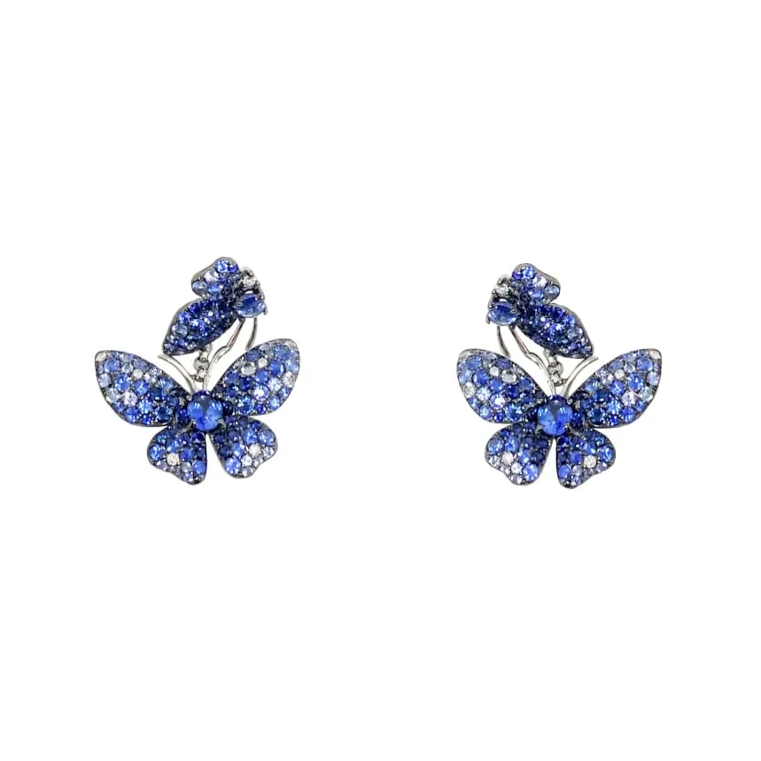 Blue Sapphire Butterfly Earrings