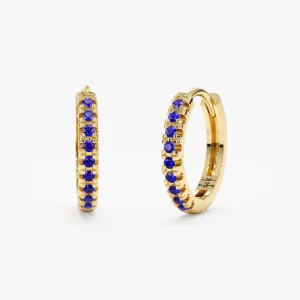 Blue Sapphire Huggie Hoop Earrings, Azuletta