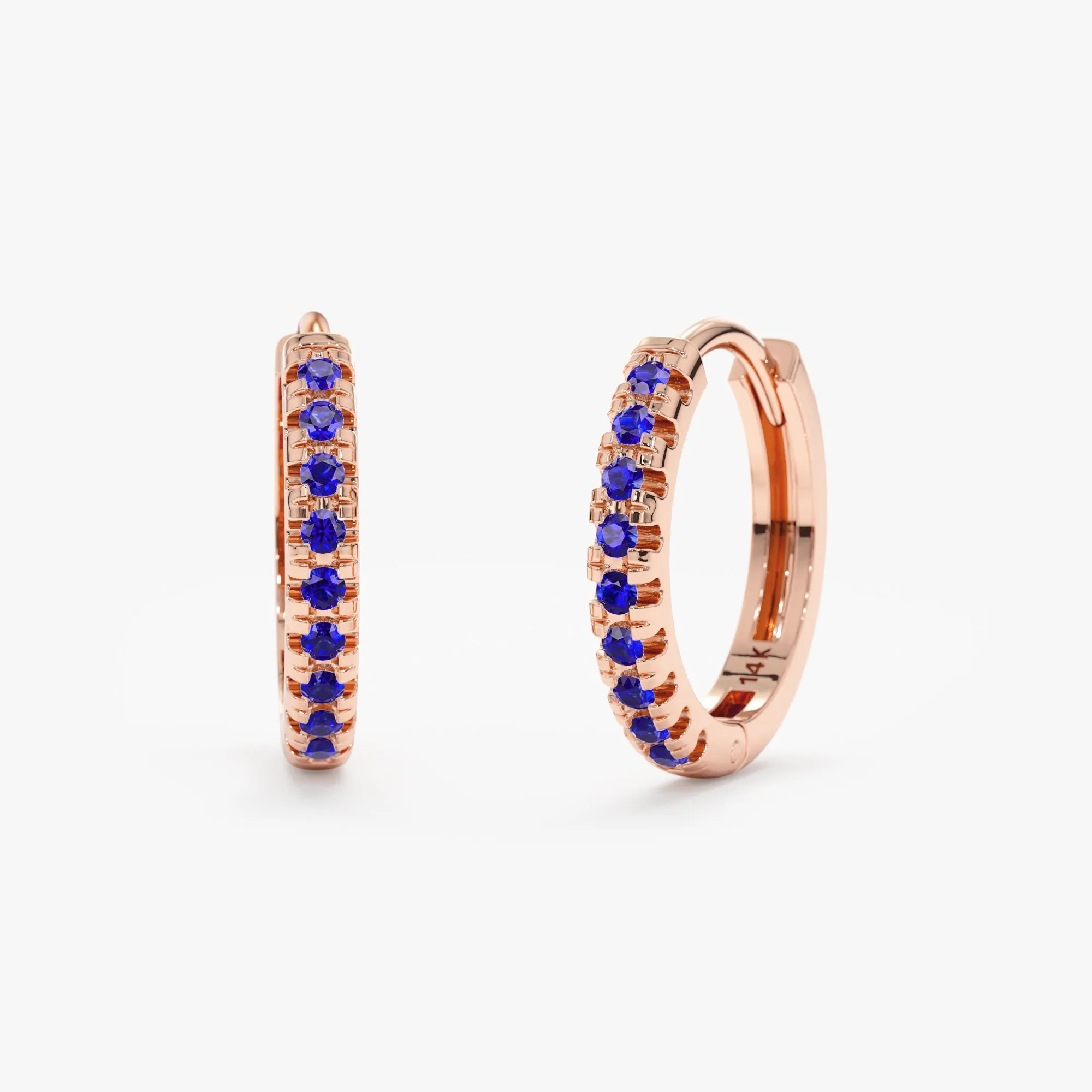 Blue Sapphire Huggie Hoop Earrings, Azuletta