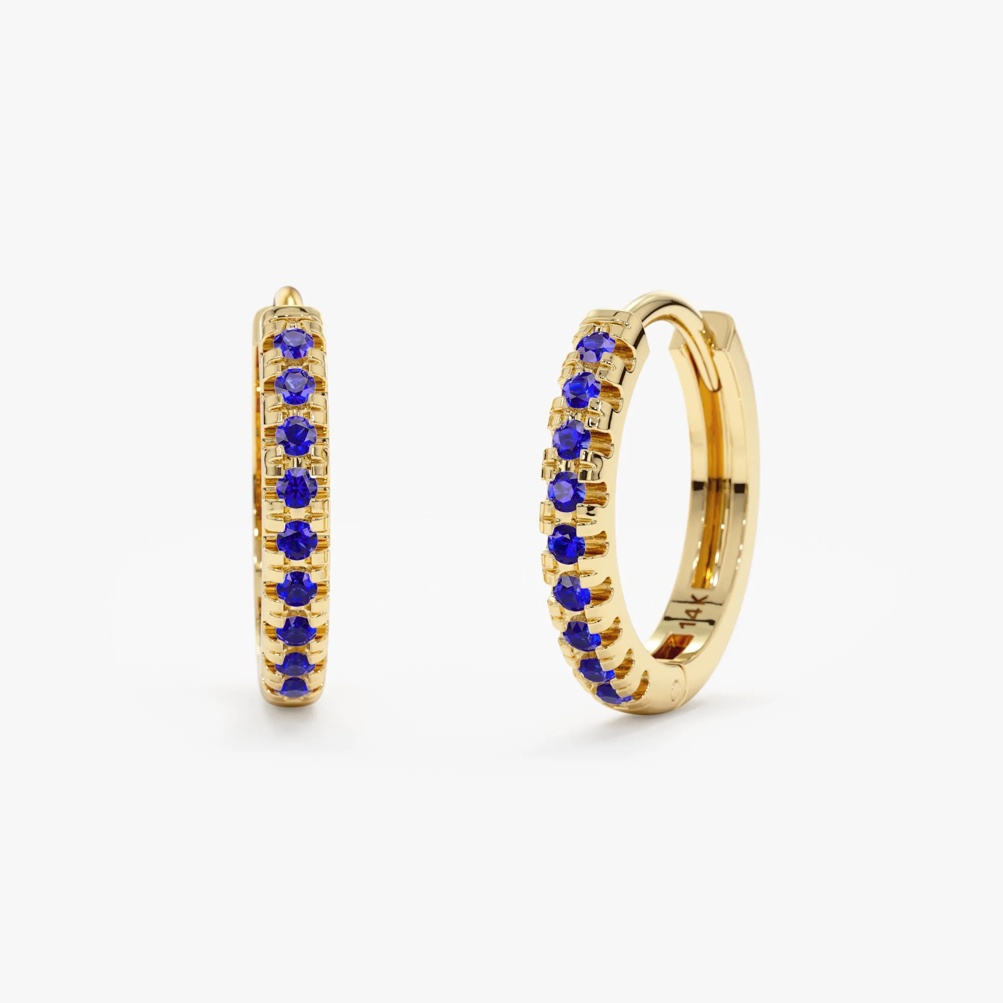 Blue Sapphire Huggie Hoop Earrings, Azuletta