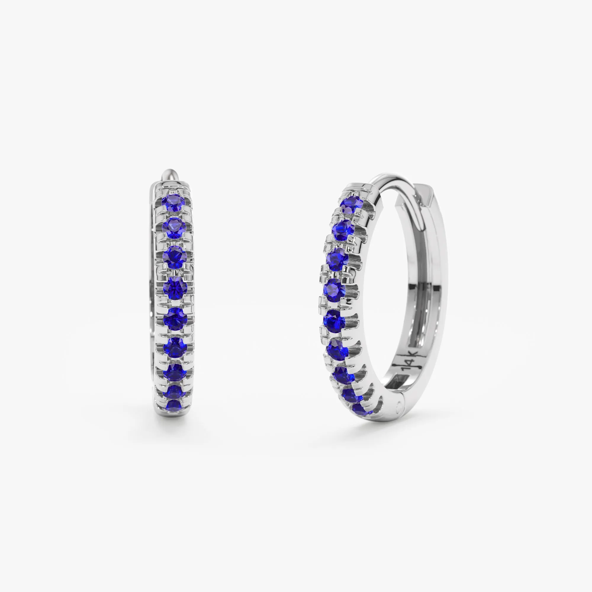 Blue Sapphire Huggie Hoop Earrings, Azuletta