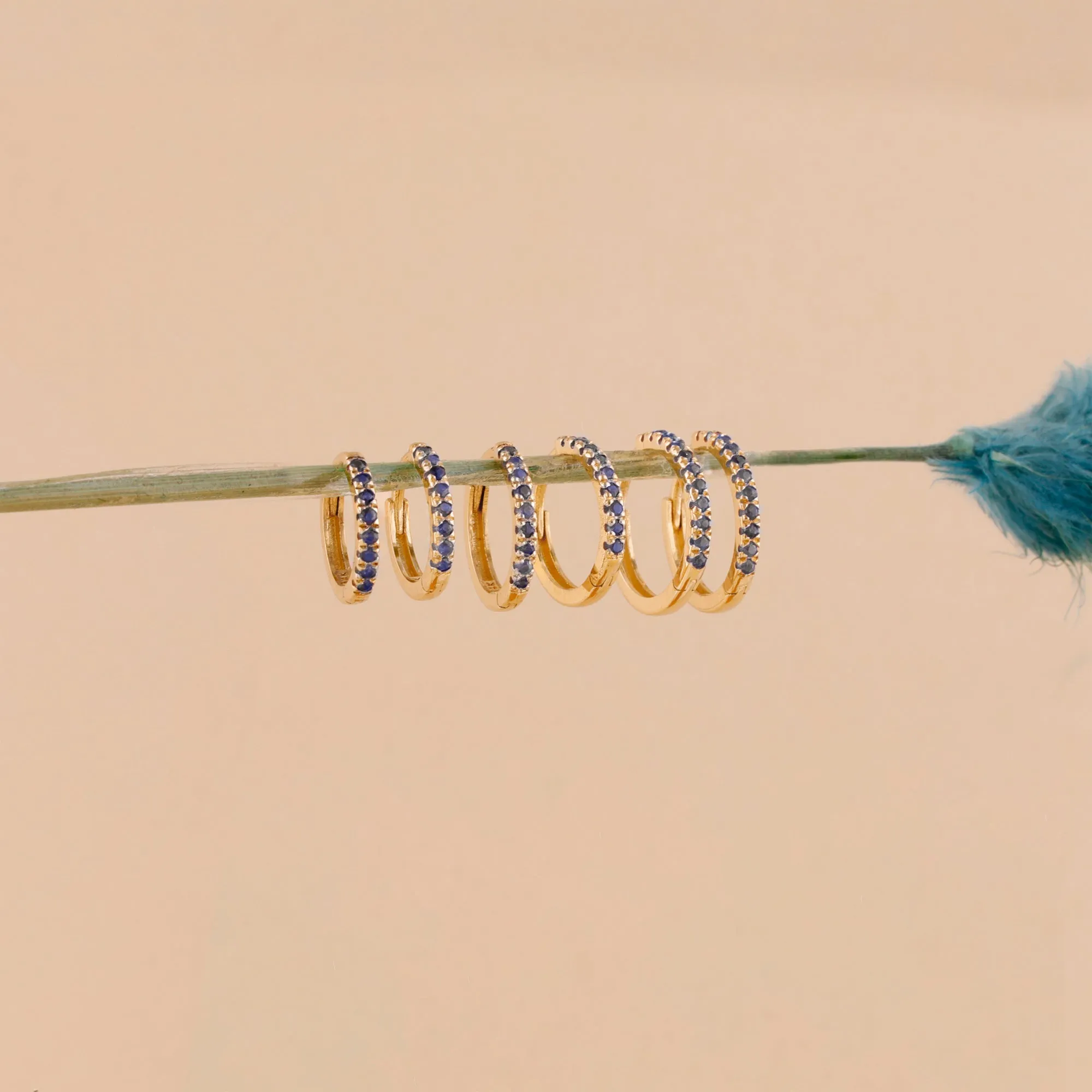 Blue Sapphire Huggie Hoop Earrings, Azuletta