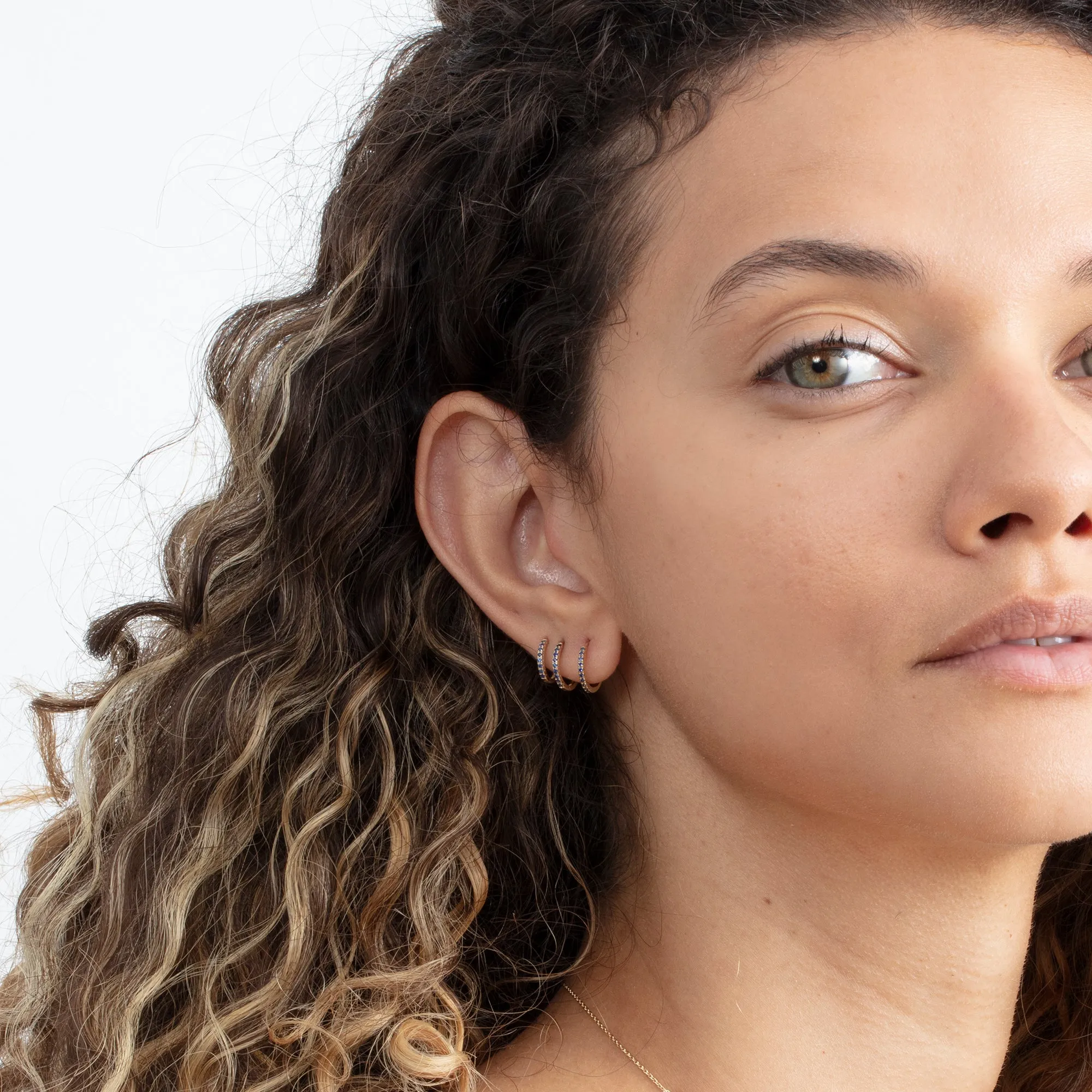 Blue Sapphire Huggie Hoop Earrings, Azuletta