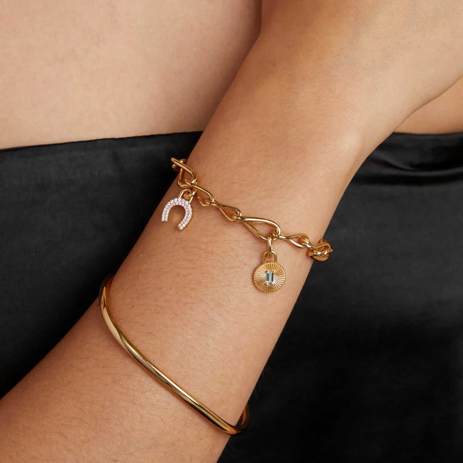 Blue Topaz Talisman Charm in Gold