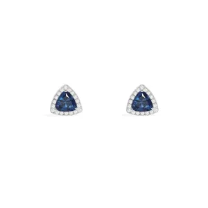 Blue Triangle Pavé Stud Earrings
