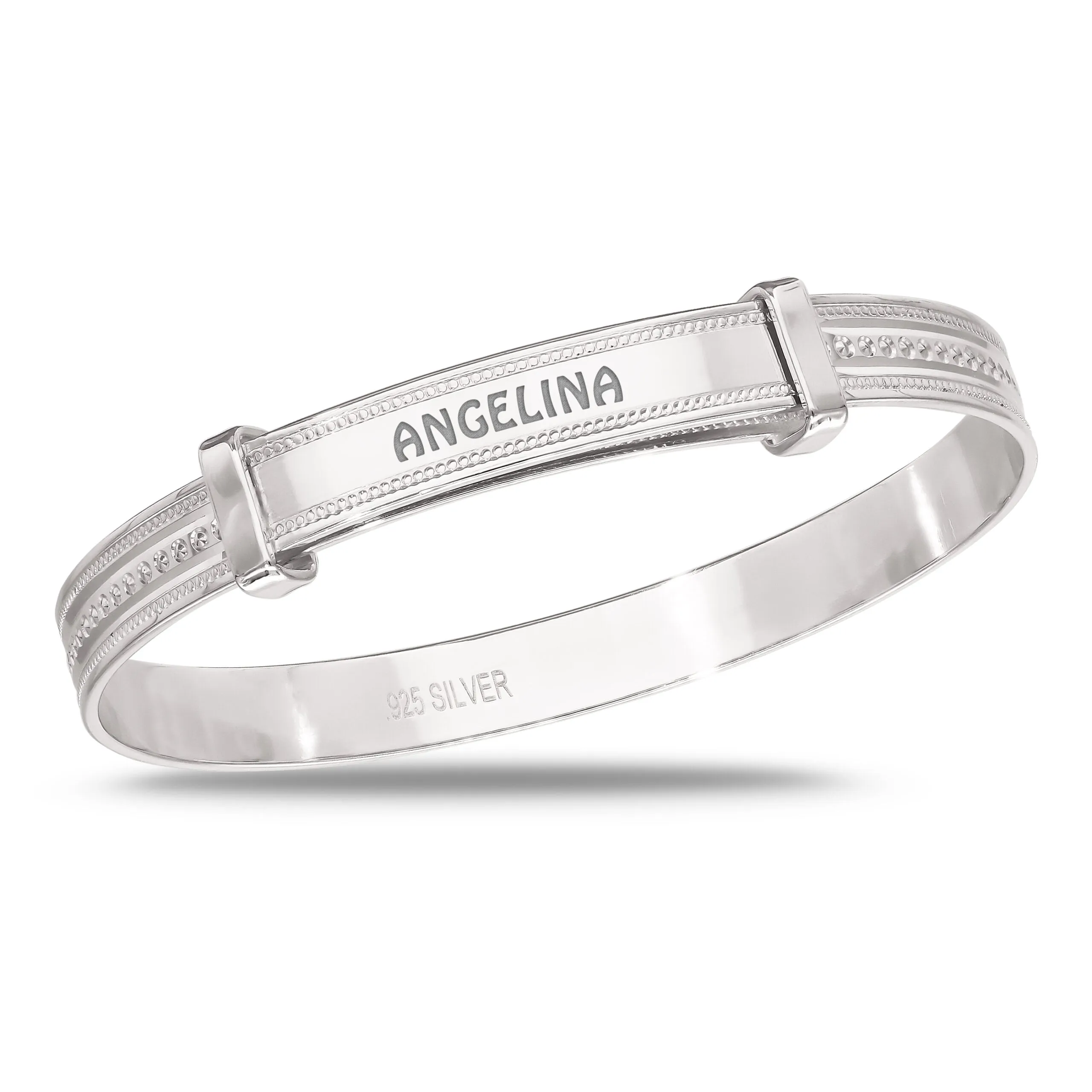 Children's Customised Pips Pattern Baby Bangle - in Silver, Rose Gold or Yellow Gold plated (0-3 yrs)