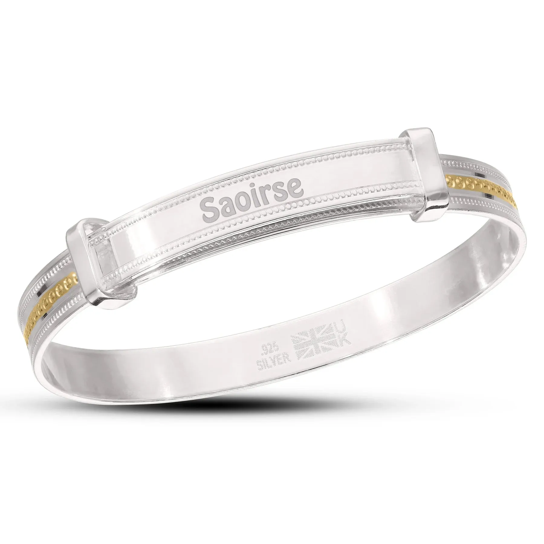 Children's Customised Pips Pattern Baby Bangle - in Silver, Rose Gold or Yellow Gold plated (0-3 yrs)