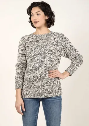 Chunky Raglan Sweater in Black/Ivory
