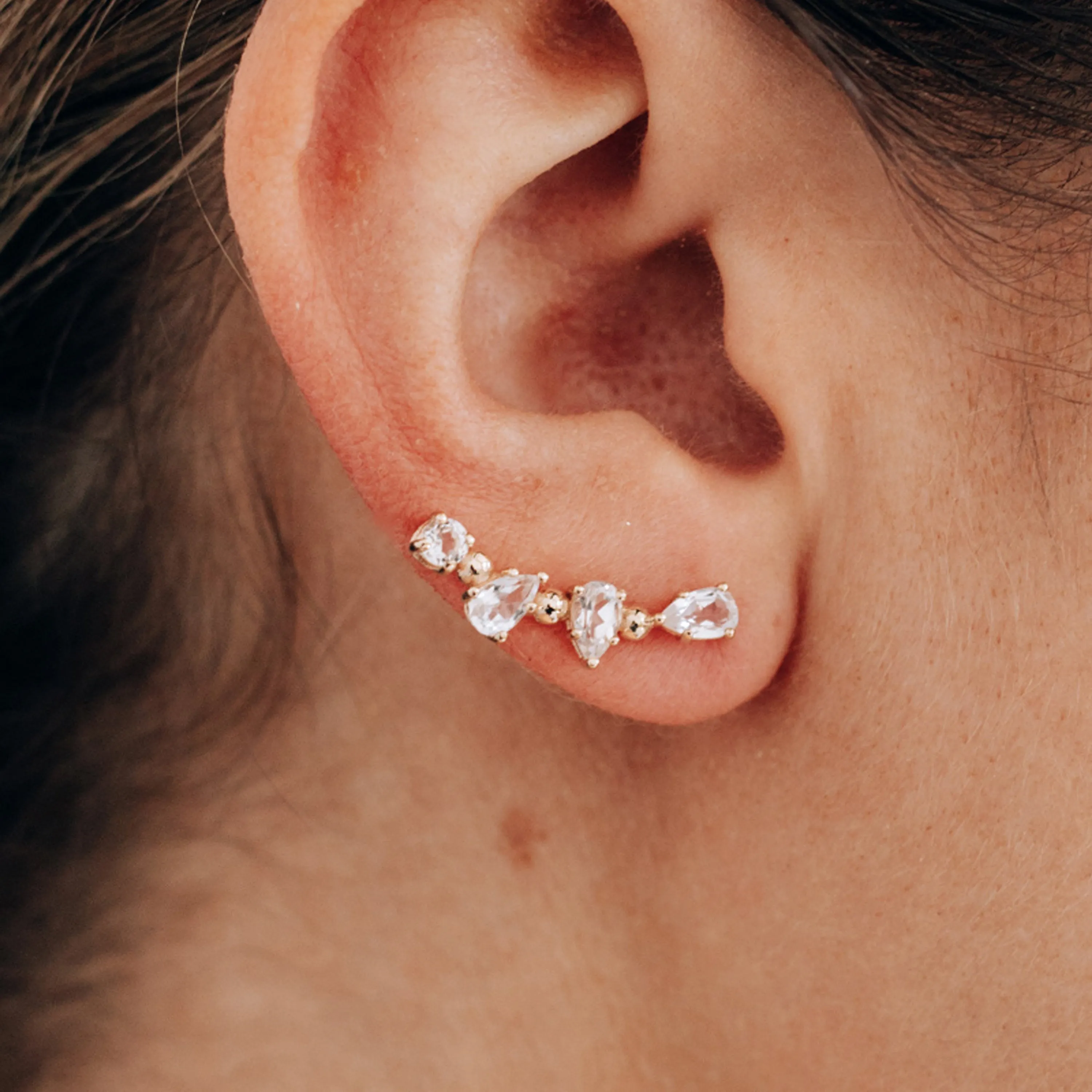 Classique Pear White Topaz Ear Crawler