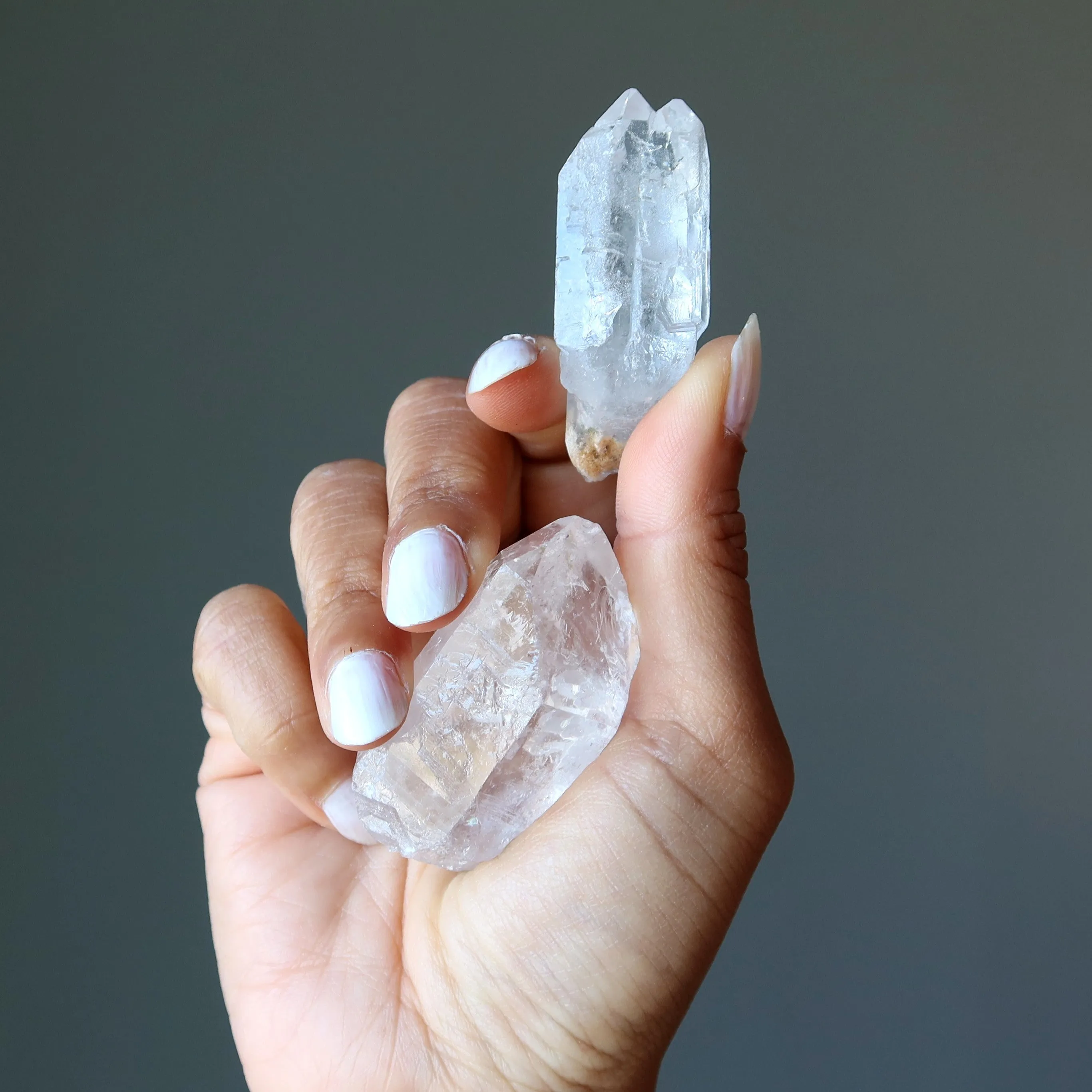 Clear Quartz Raw Crystal Set Double Duty Point Stones