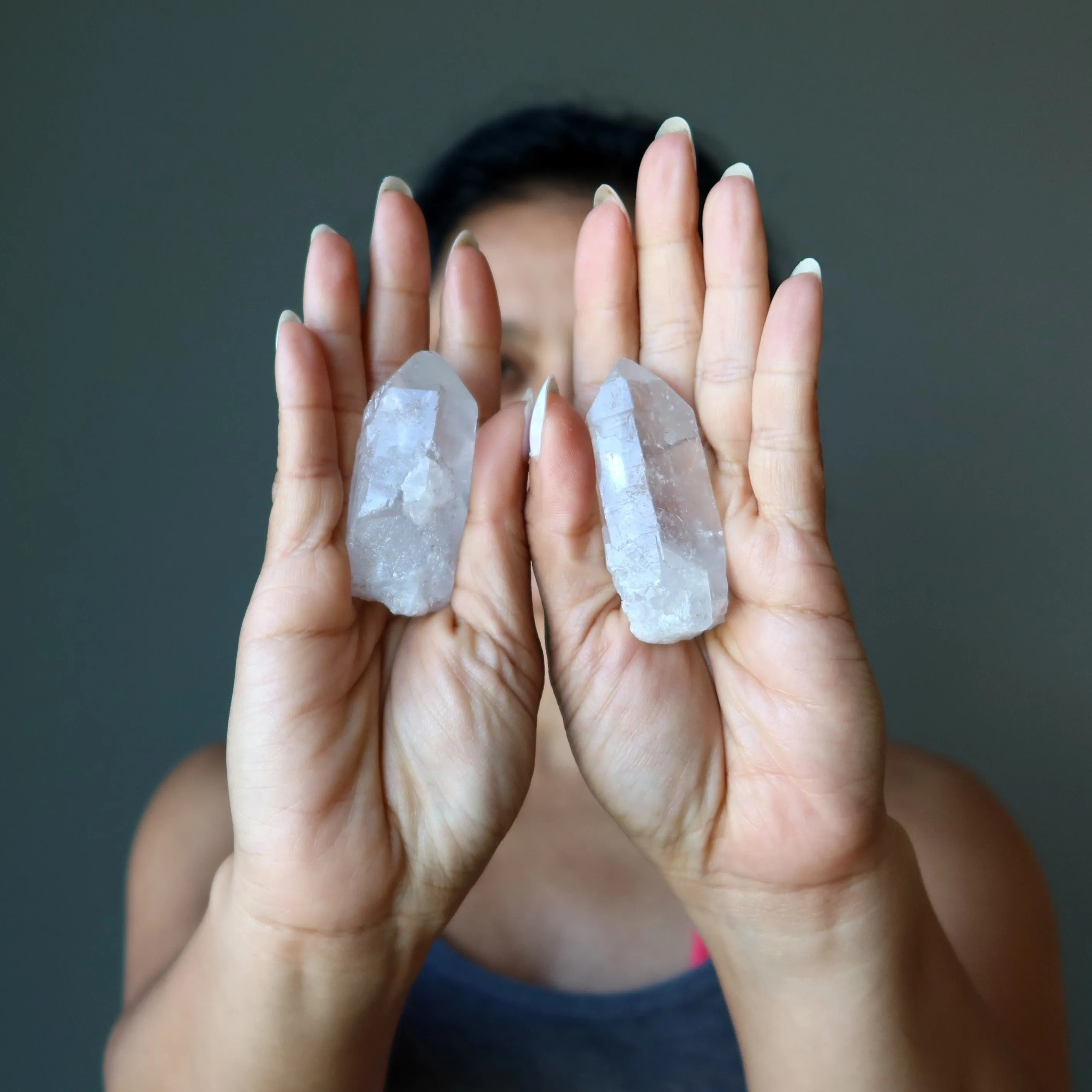 Clear Quartz Raw Crystal Set Double Duty Point Stones