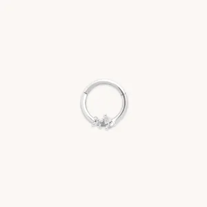 Cluster Topaz Daith Hoop in Solid white Gold