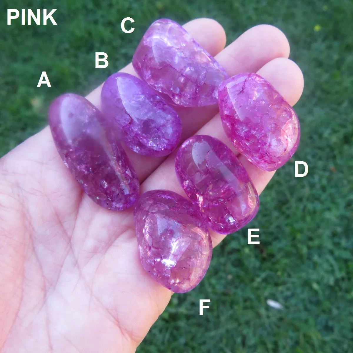 Colored Crackle Quartz Tumbled Stone | Fire and Ice Quartz