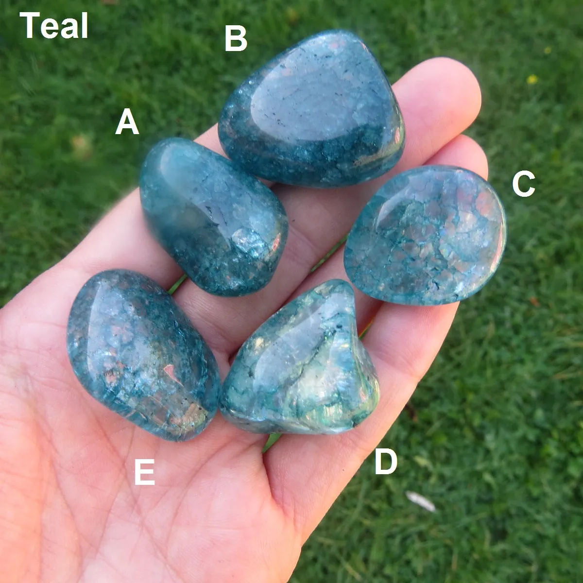 Colored Crackle Quartz Tumbled Stone | Fire and Ice Quartz