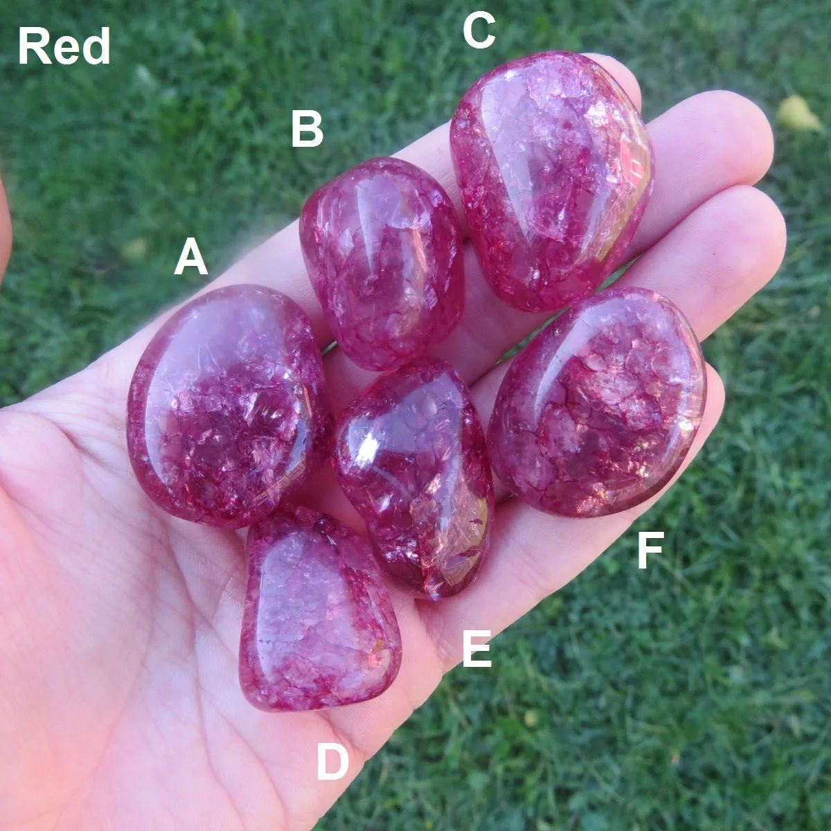 Colored Crackle Quartz Tumbled Stone | Fire and Ice Quartz
