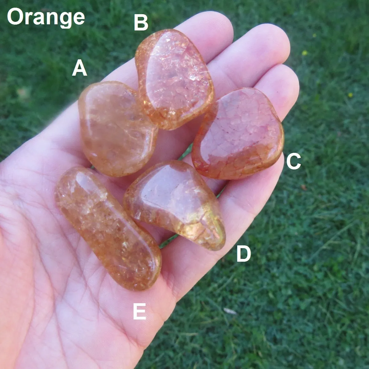 Colored Crackle Quartz Tumbled Stone | Fire and Ice Quartz