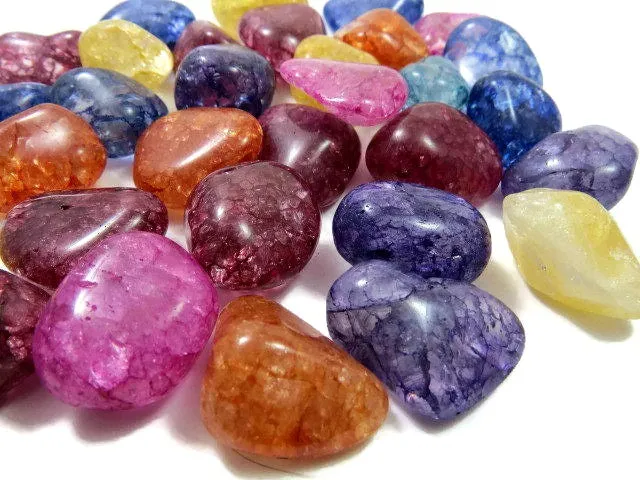 Colored Crackle Quartz Tumbled Stone | Fire and Ice Quartz