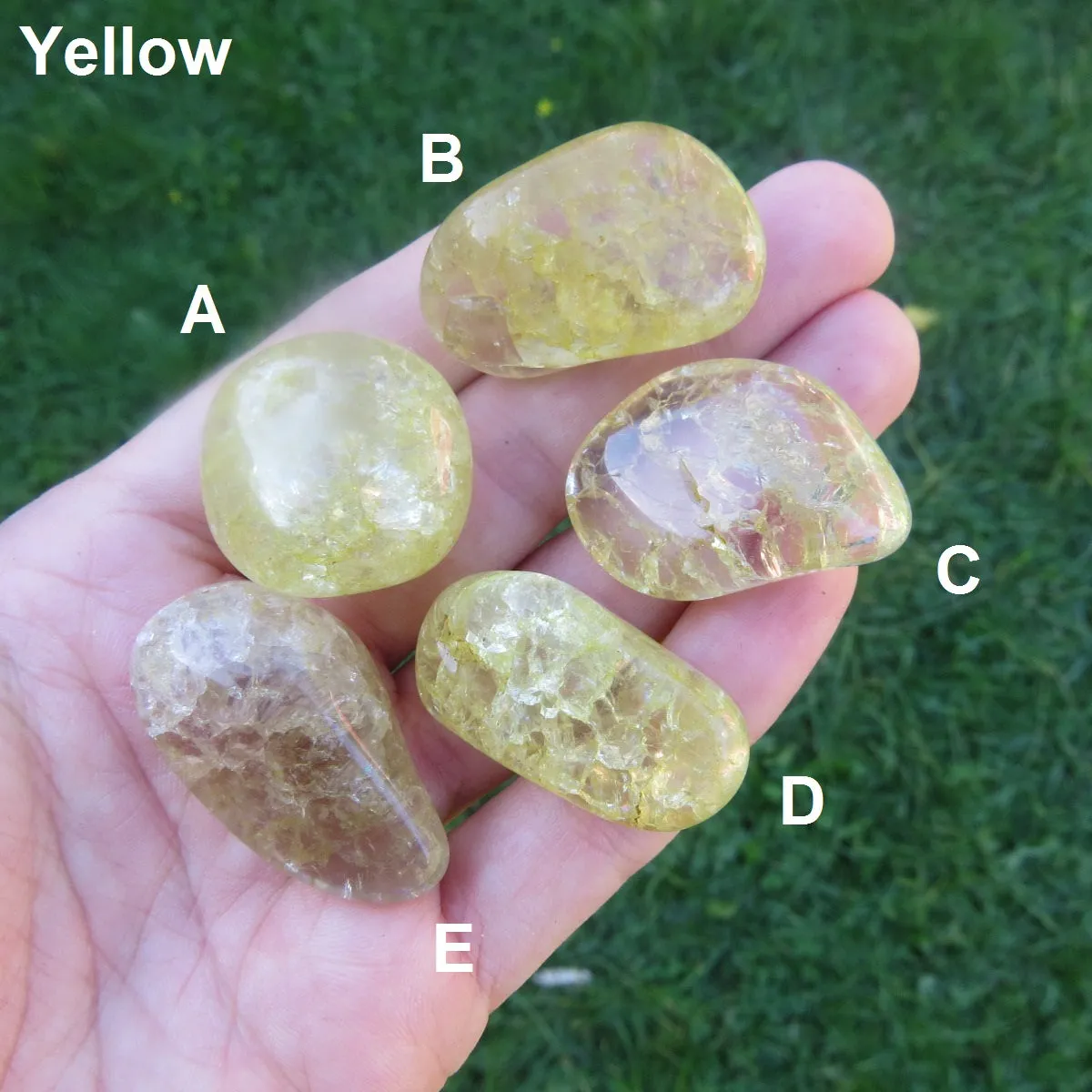 Colored Crackle Quartz Tumbled Stone | Fire and Ice Quartz