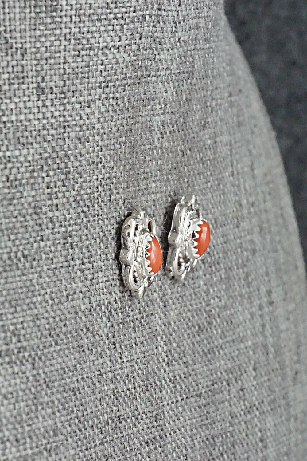 Coral & Sterling Silver Earrings - Theresa Smith