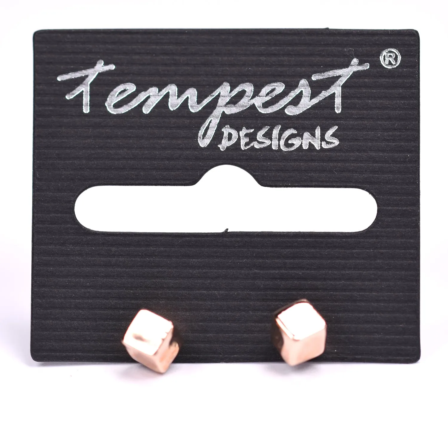 Cube shape stud earrings