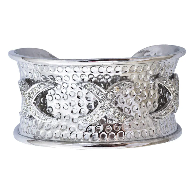 CUFF BANGLE- DIAMOND IN STERLING SILVER