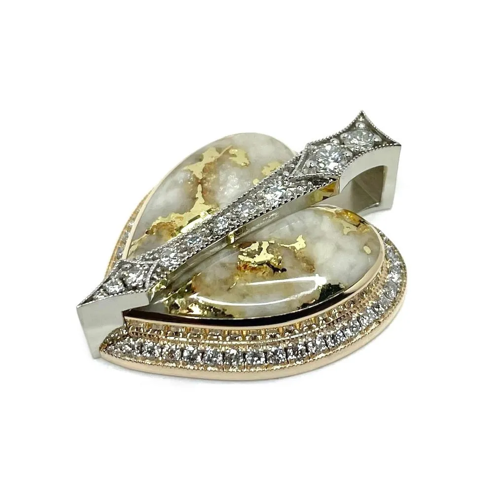 Cupid's Revenge Gold Quartz Heart Pendant with 0.93ctw Diamonds G1