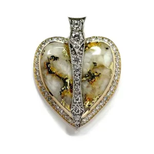 Cupid's Revenge Gold Quartz Heart Pendant with 0.93ctw Diamonds G1