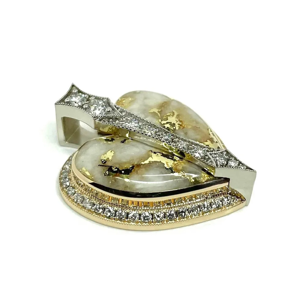 Cupid's Revenge Gold Quartz Heart Pendant with 0.93ctw Diamonds G1