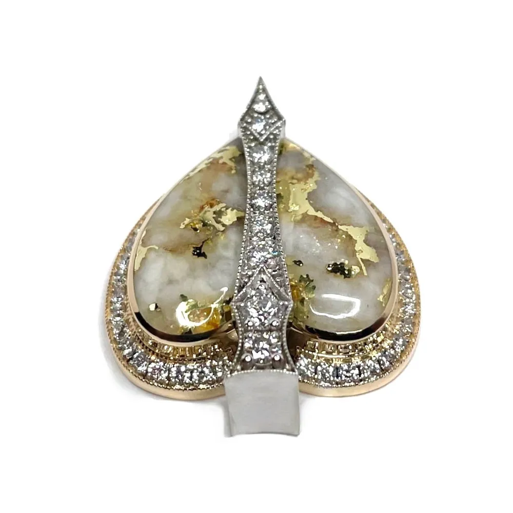 Cupid's Revenge Gold Quartz Heart Pendant with 0.93ctw Diamonds G1