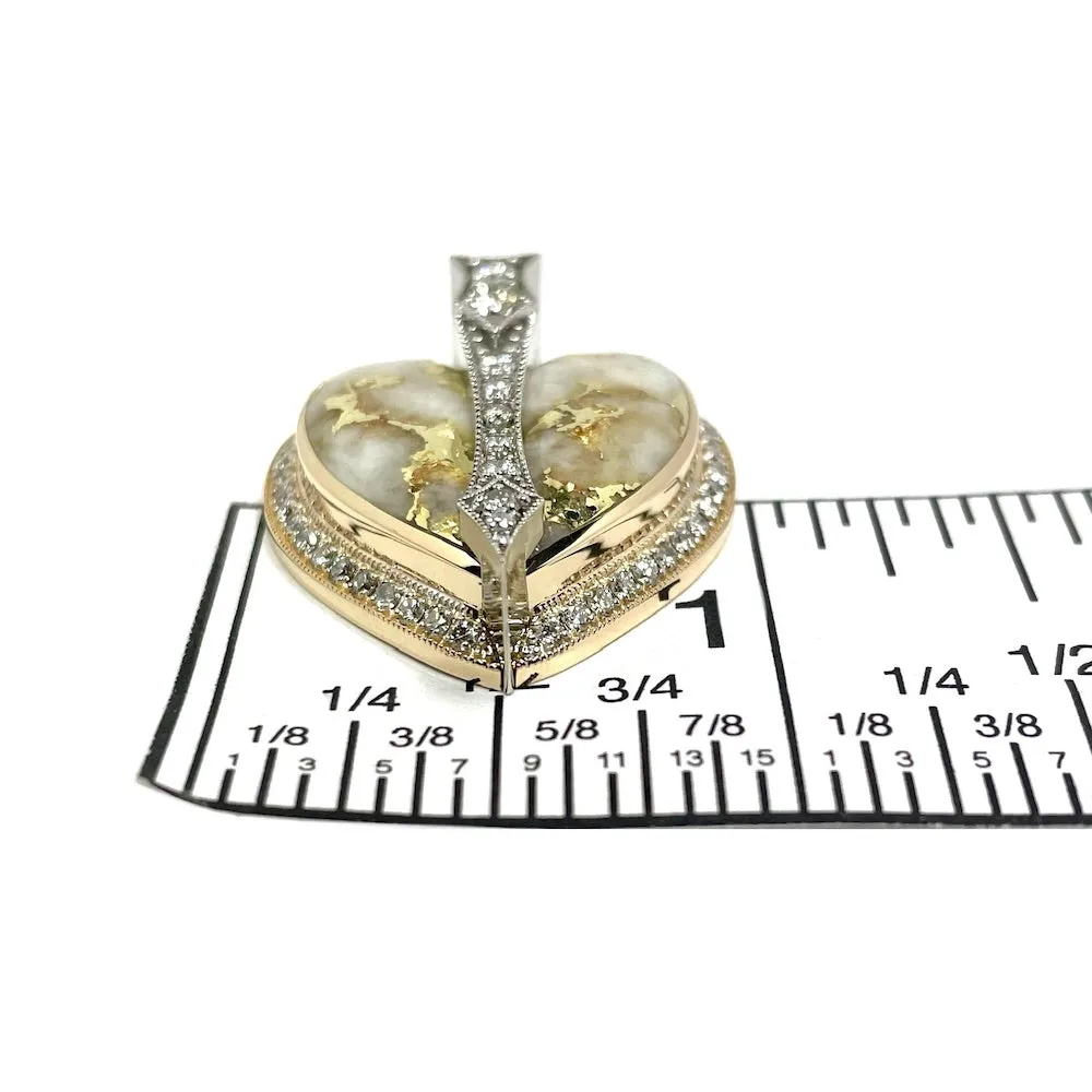 Cupid's Revenge Gold Quartz Heart Pendant with 0.93ctw Diamonds G1