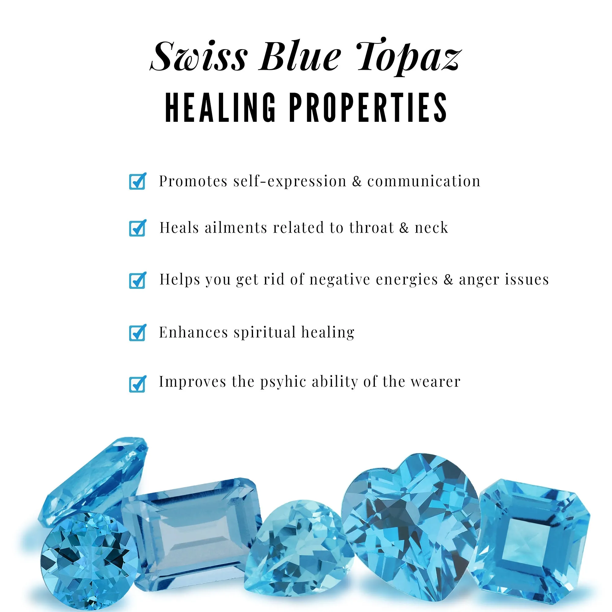 Cushion Cut Swiss Blue Topaz Solitaire Ring with Diamond in Split Shank