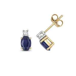 Diamond And Sapphire Oval Stud Earrings ED249S