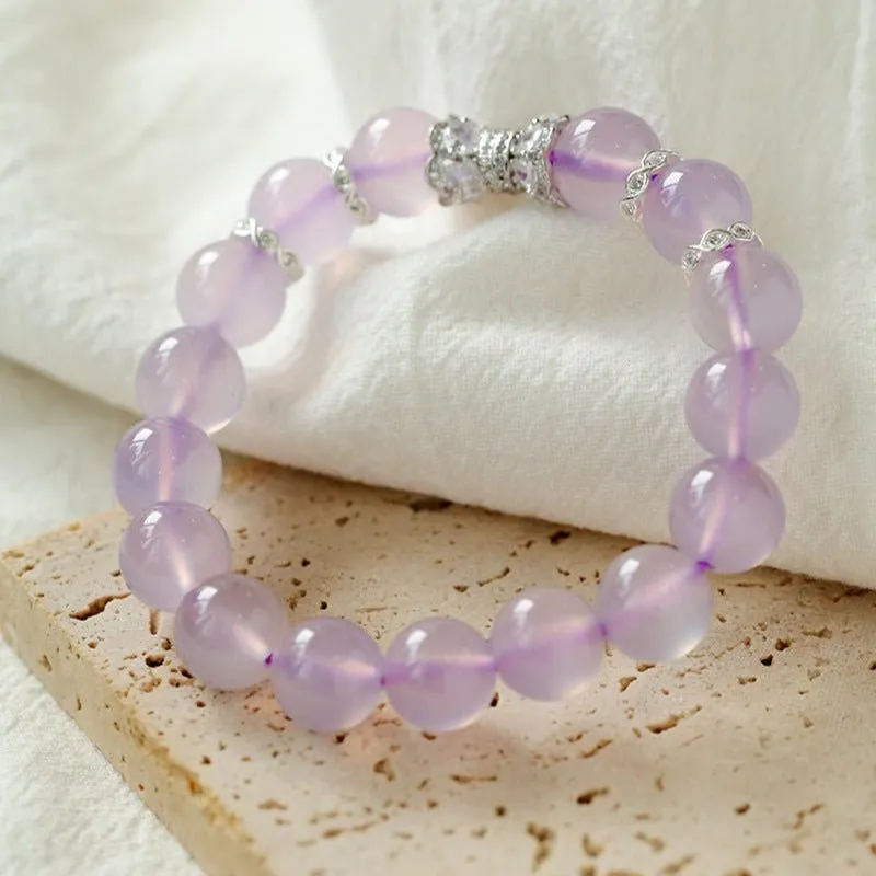 Dreamy Purple Chalcedony With Full Diamond Small Waist Bracelet