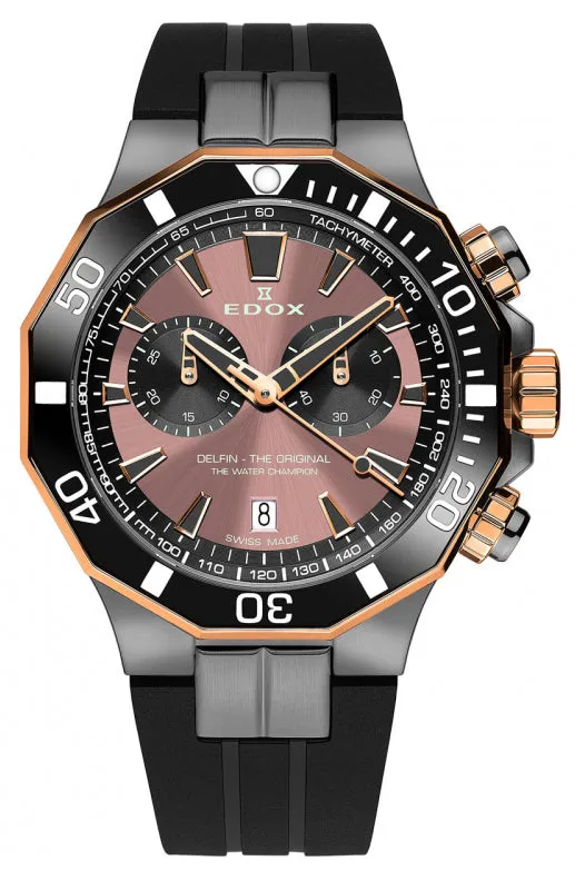 Edox Men 10112-357GRNCA-BRNR Delfin The Original 43mm Quartz Watch