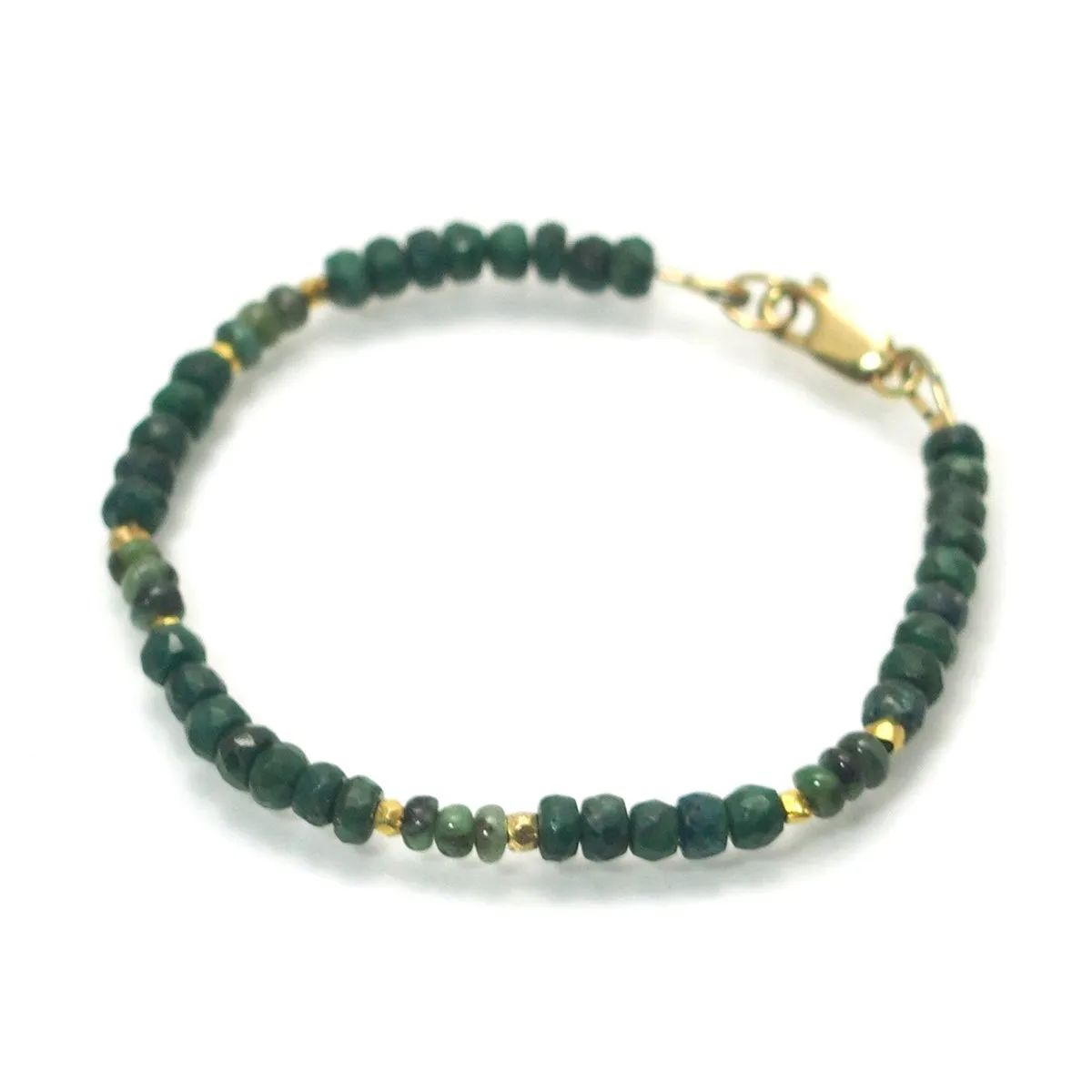 Emerald Faceted Bracelet with Gold Filled Lobster Claw Clasp