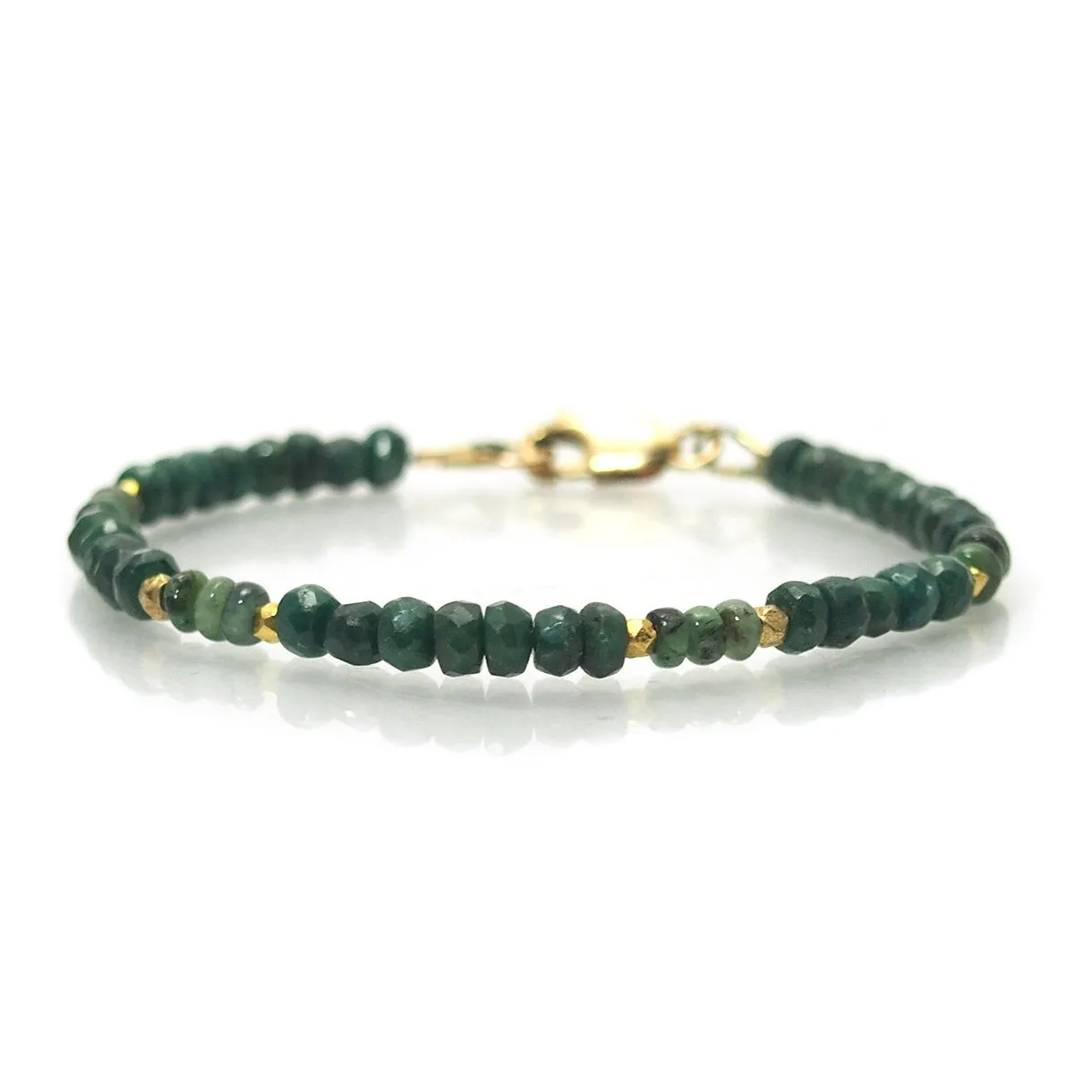 Emerald Faceted Bracelet with Gold Filled Lobster Claw Clasp