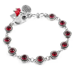 Engraved Ruby Crystal Bracelet, Adjustable