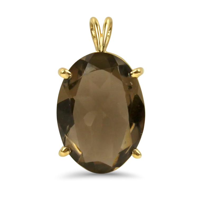 Estate 14k Yellow Gold Smoky Quartz Pendant