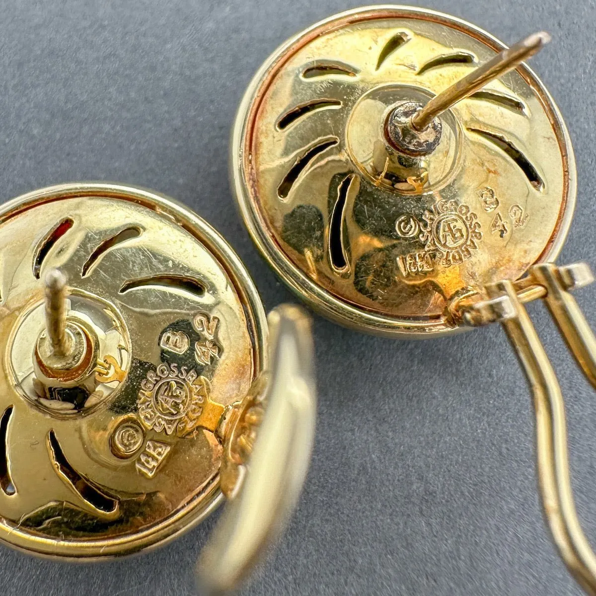Estate Asch Grossbardt 14K Y Gold 21.28ctw Multistone Earrings