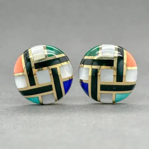 Estate Asch Grossbardt 14K Y Gold 21.28ctw Multistone Earrings