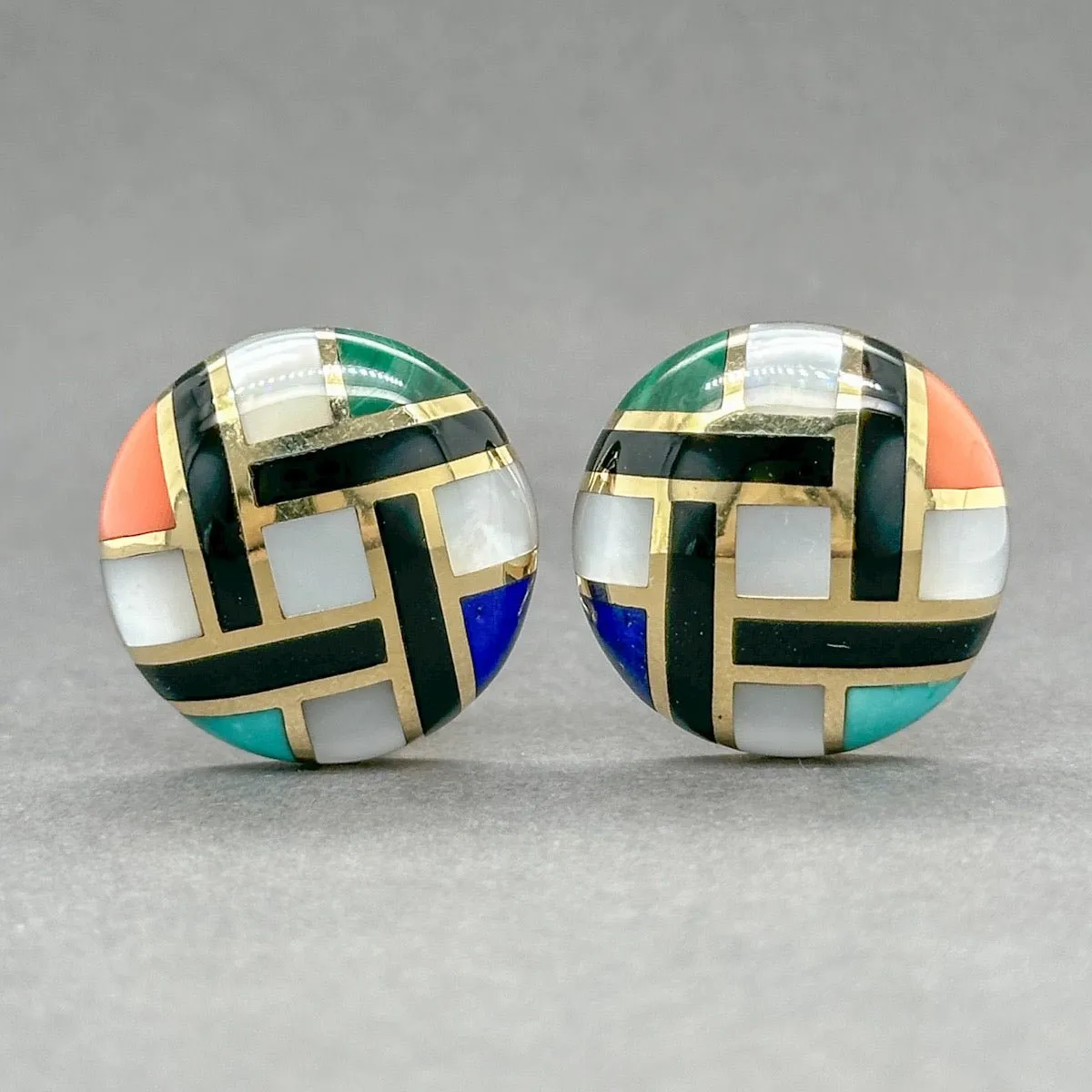 Estate Asch Grossbardt 14K Y Gold 21.28ctw Multistone Earrings