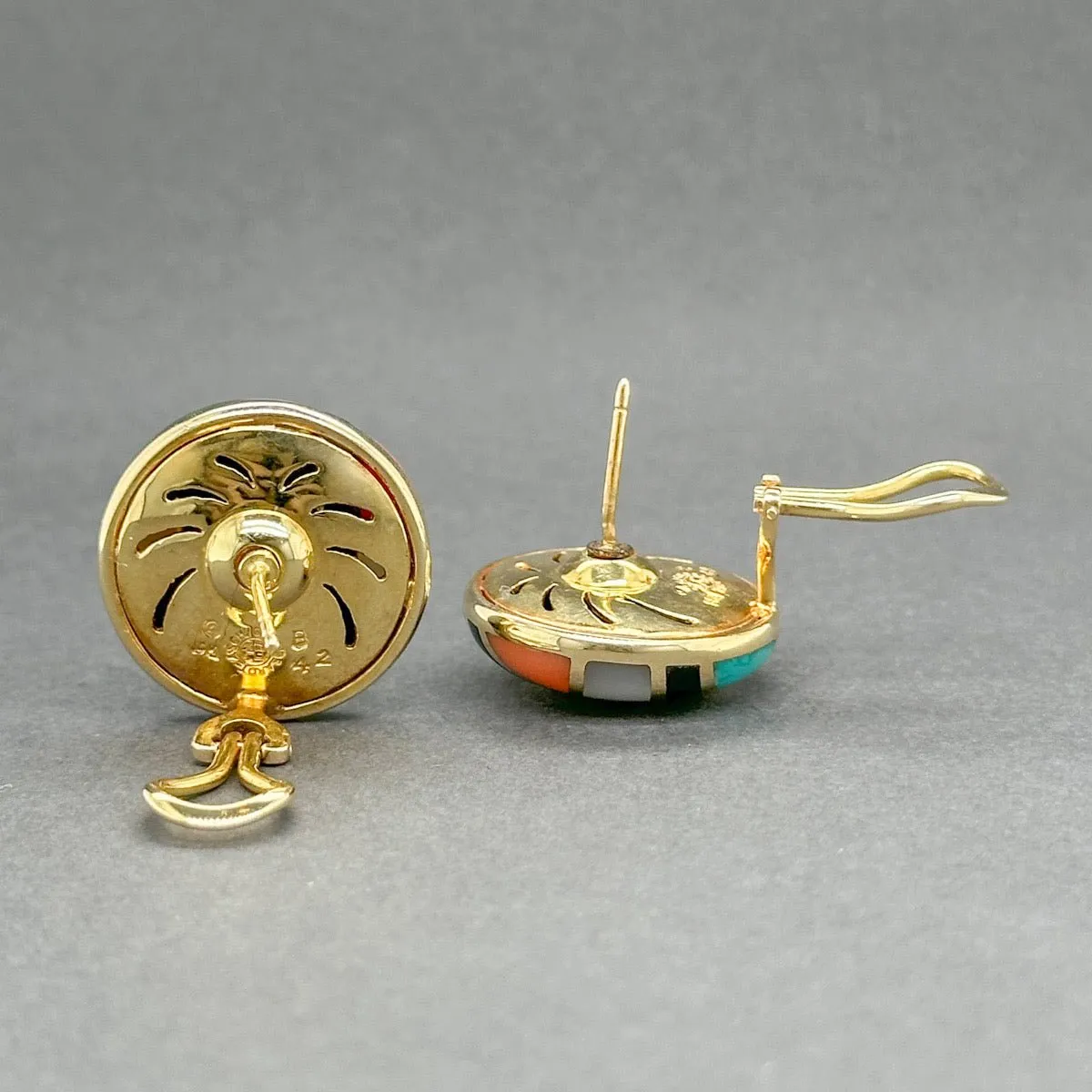 Estate Asch Grossbardt 14K Y Gold 21.28ctw Multistone Earrings