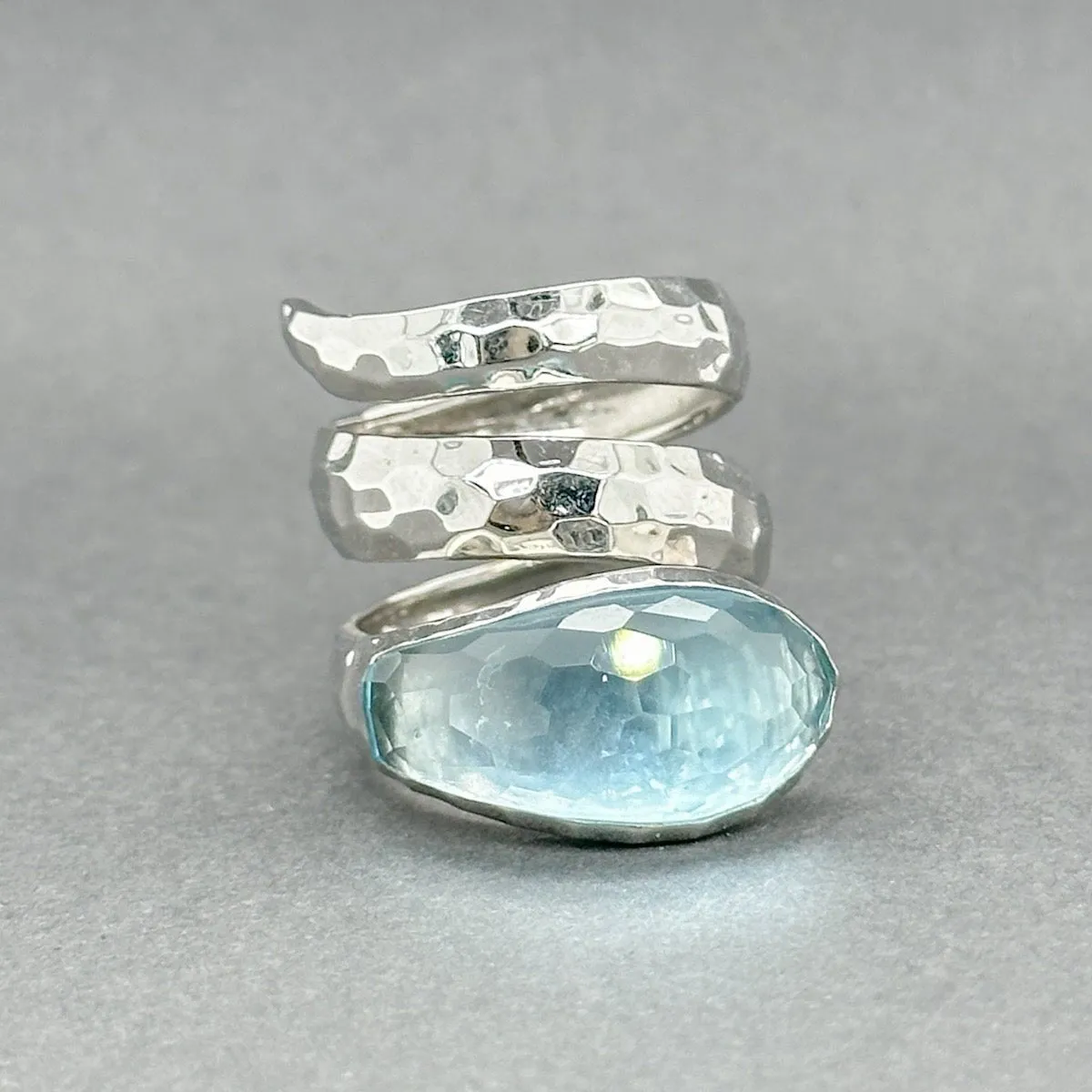 Estate Roberto Coin 18K W Gold 13.10ctw Blue Topaz Snake Bangle & Ring Set