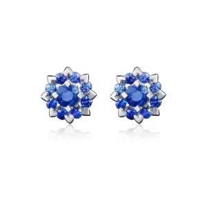 FANCIME Cluster Flower 14k White Gold Stud Earrings