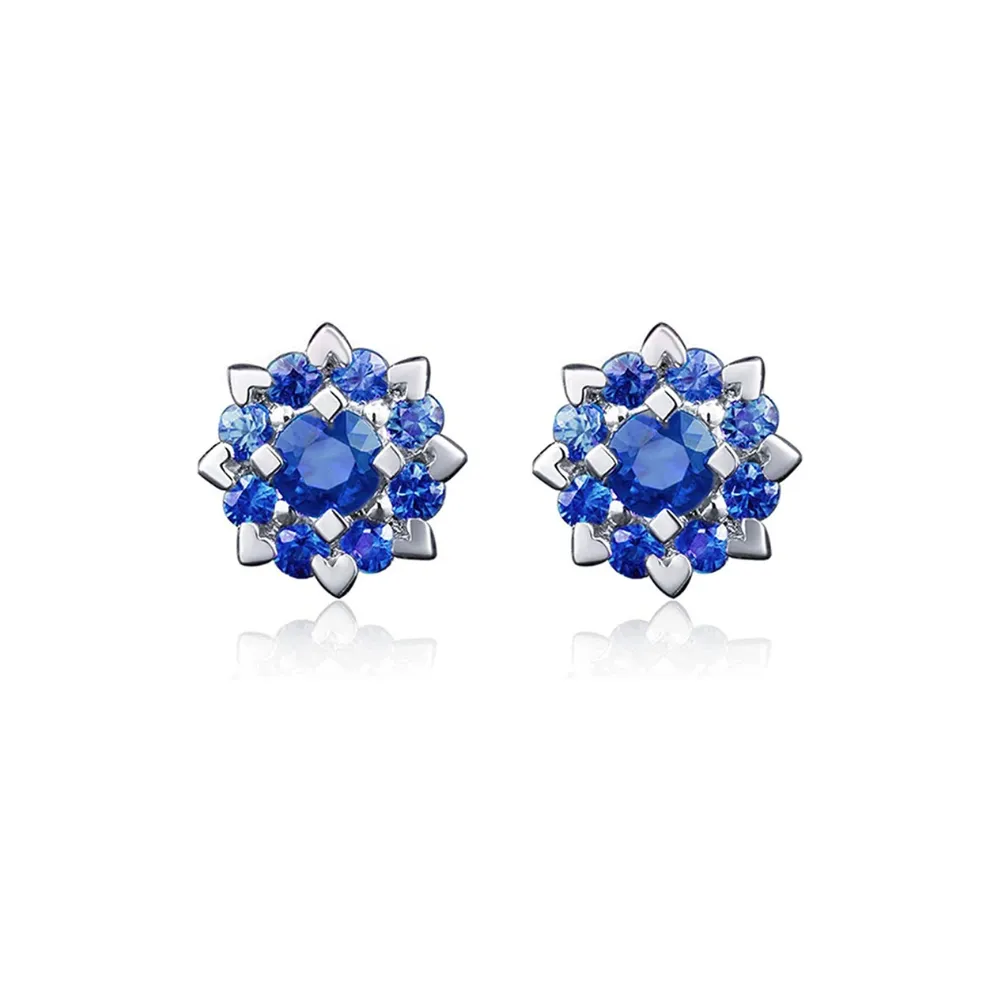 FANCIME Cluster Flower 14k White Gold Stud Earrings