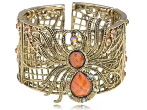 Filigree Orange Topaz Spider Web Nature Bracelet Cuff
